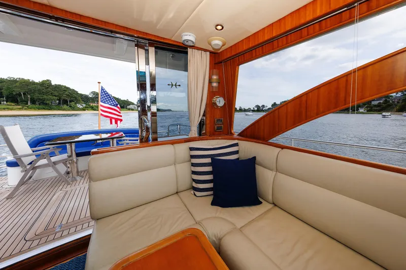 Slide: The Image of Luxurious interior of 2009 Hunt Yachts 52 Express with scenic water view. - 25