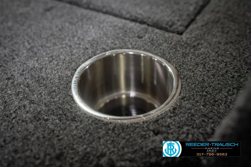Slide: The Image of Carpeted deck with stainless steel cup holder on 2026 Lund 1975 Tyee boat. - 45
