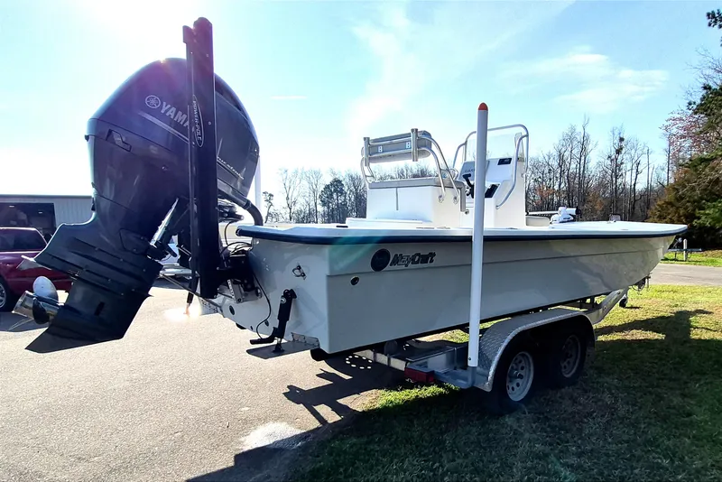 Slide: The Image of 2024 May-Craft 22 Hancock Skiff on trailer with Yamaha outboard motor. - 6