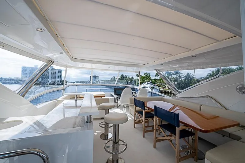 Slide: The Image of Luxurious 2017 Azimut 80 yacht interior with elegant seating and panoramic views. - 19