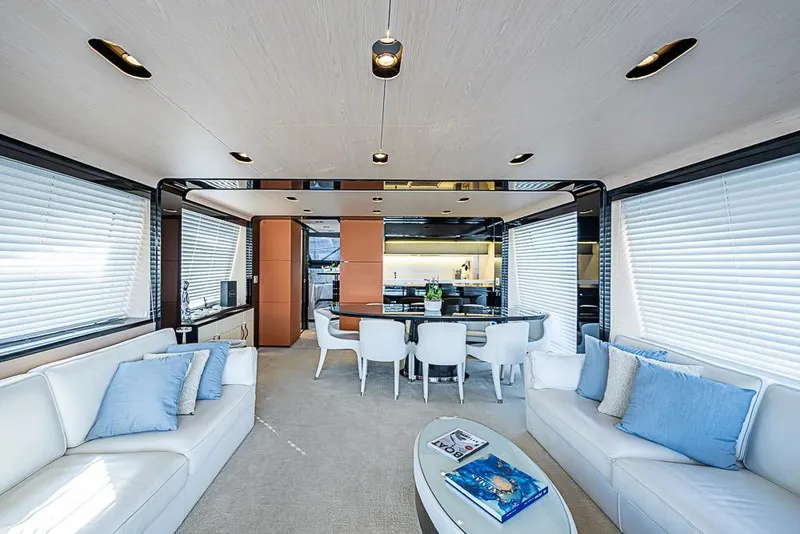 Slide: The Image of Luxurious interior of 2017 Azimut 80 yacht with modern seating and elegant decor. - 34