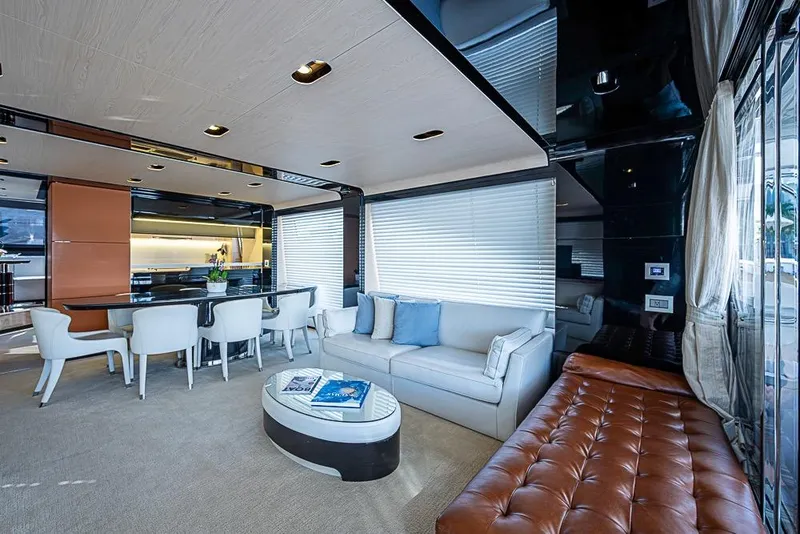 Slide: The Image of Luxurious interior of 2017 Azimut 80 yacht with modern seating and elegant decor. - 38