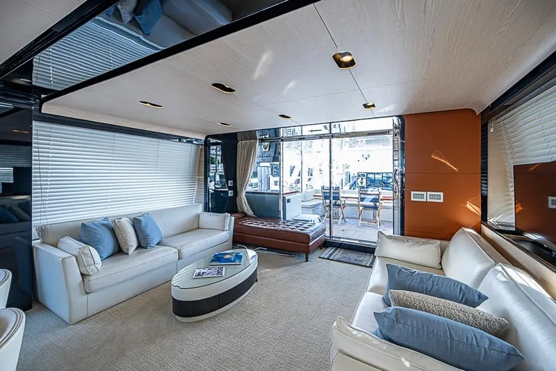 Slide: The Image of Luxurious interior of 2017 Azimut 80 yacht with elegant seating and modern decor. - 41