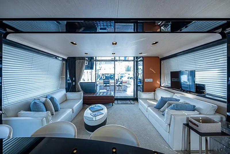 Slide: The Image of Luxurious interior of 2017 Azimut 80 yacht with elegant seating and modern decor. - 43