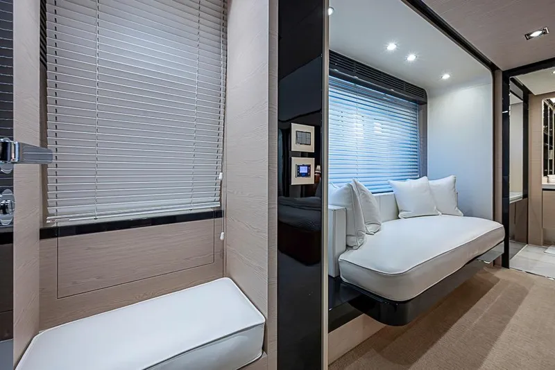 Slide: The Image of Luxurious interior of 2017 Azimut 80 yacht with modern seating and elegant design. - 57