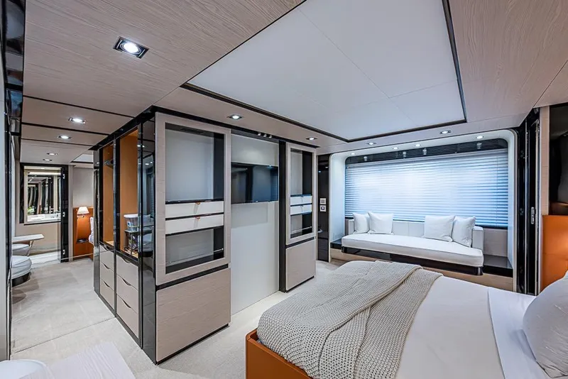 Slide: The Image of Luxurious interior of 2017 Azimut 80 yacht, featuring modern design and elegant furnishings. - 63