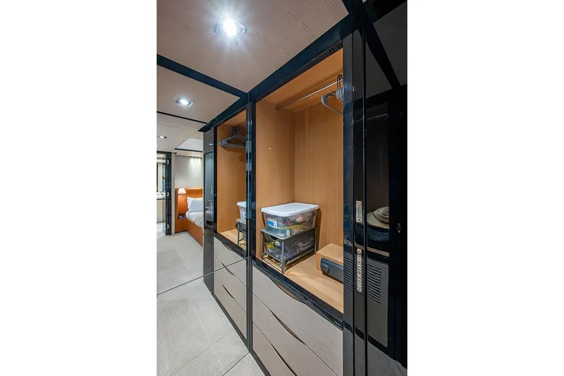 Slide: The Image of Luxurious interior of 2017 Azimut 80 yacht with modern closet and bedroom view. - 67