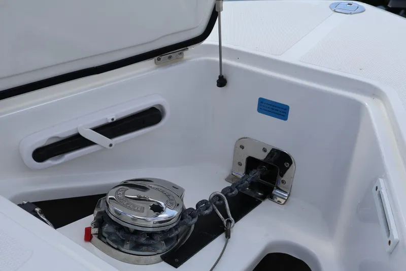 Slide: The Image of Anchor compartment of 2020 Blackwater 41 Performance Fish boat with chain and winch. - 19