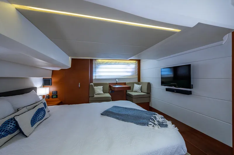 Slide: The Image of Luxurious cabin interior of 2012 Prestige Flybridge yacht with modern amenities. - 84