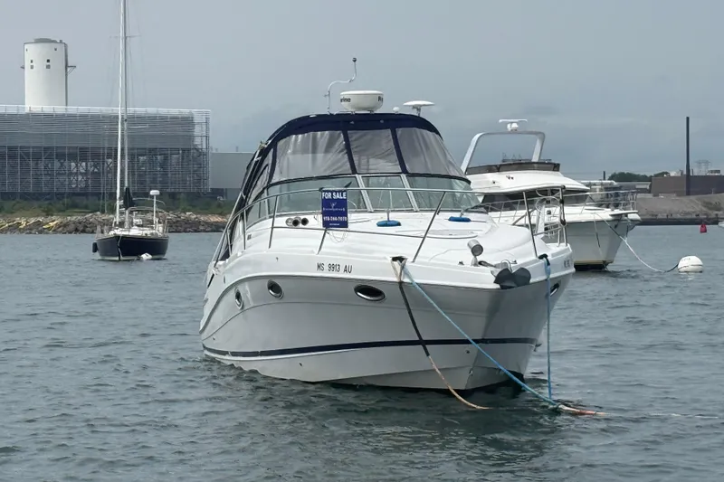 Slide: The Image of 2008 Four Winns 338 Vista boat for sale, moored in a marina. - 9