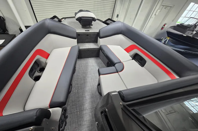 Slide: The Image of 2026 Princecraft Ventura 230 WRL boat interior with sleek seating and modern design. - 10