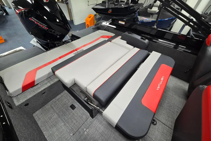 Slide: The Image of 2026 Princecraft Ventura 230 WRL boat interior with stylish seating and modern design. - 25