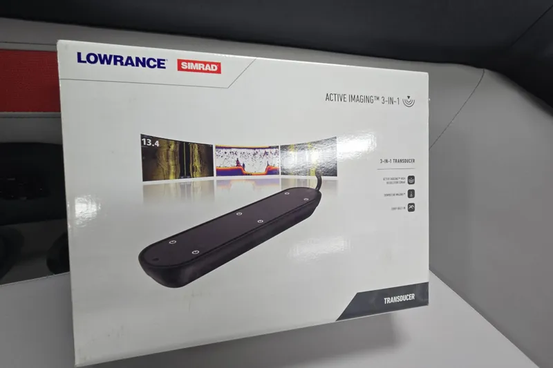 Slide: The Image of Box of Lowrance Simrad Active Imaging 3-in-1 transducer for Princecraft Ventura 230 WRL 2026. - 31