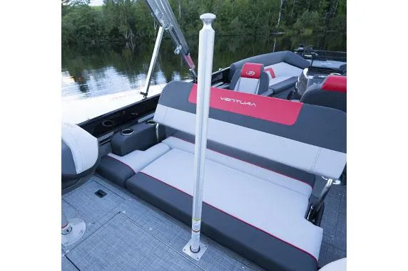 Slide: The Image of Manufacturer Provided Image: 2025 Princecraft Ventura 230 WRL boat interior with gray and red seating. - 5