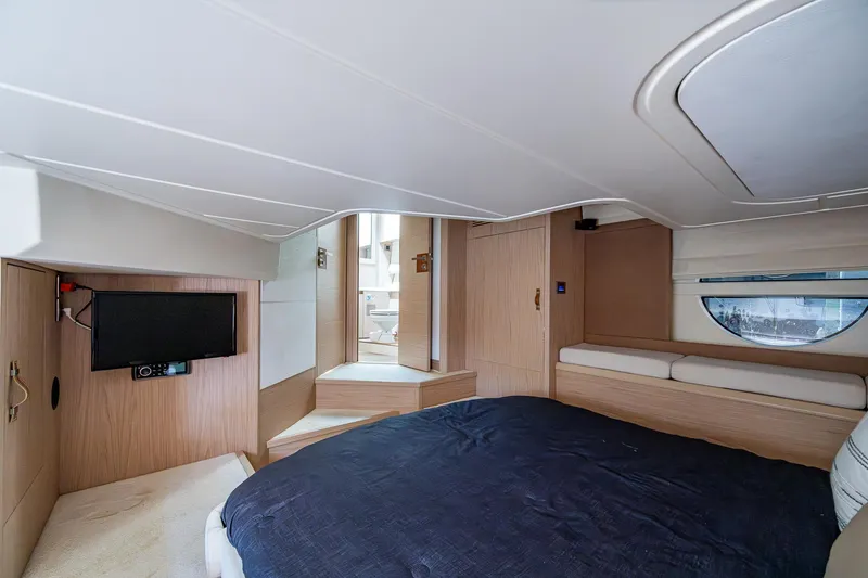 Slide: The Image of Luxurious interior of 2015 Beneteau Monte Carlo yacht with cozy bed and modern amenities. - 43