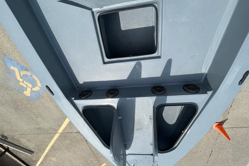 Slide: The Image of Top view of 2026 Skuta 24 Vista boat hull with open compartments. - 16