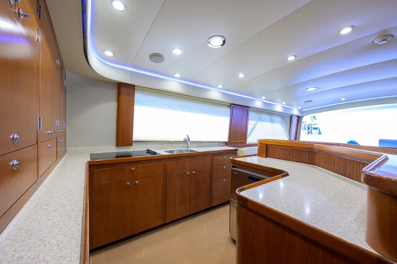 Slide: The Image of Luxurious 2003 American Custom Yachts Sport Fisherman interior with modern kitchen design. - 24