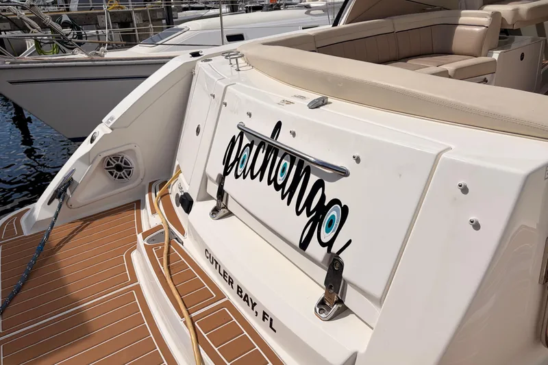 Slide: The Image of 2008 Sea Ray Sundancer 350 yacht with custom name "Pachanga" at Cutler Bay, FL marina. - 12