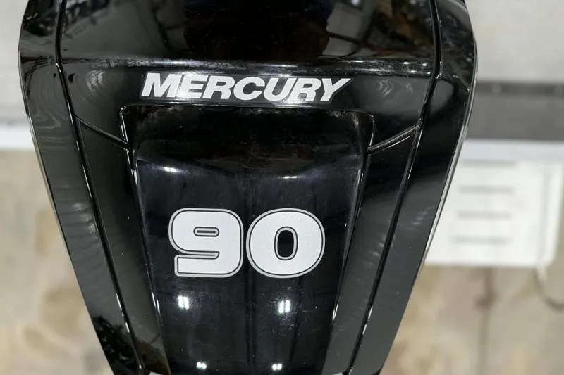 Slide: The Image of Mercury 90 horsepower engine on 2023 Starcraft Stealth 166 DC boat. - 10