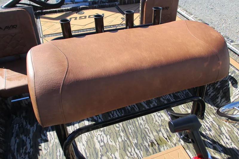 Slide: The Image of Brown leather seat on 2026 Avid 22 Rogue CC boat with camouflage flooring. - 16