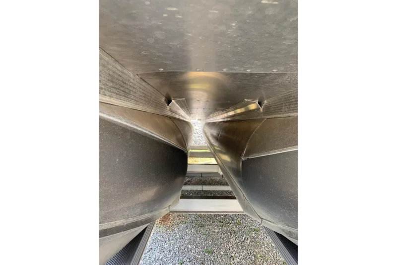 Slide: The Image of Underneath view of 2024 Avalon Catalina Quad Lounge pontoon boat hull. - 24