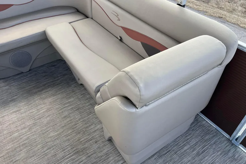Slide: The Image of 2021 Bennington 168 FISH CRUISE boat interior seating with beige upholstery. - 14