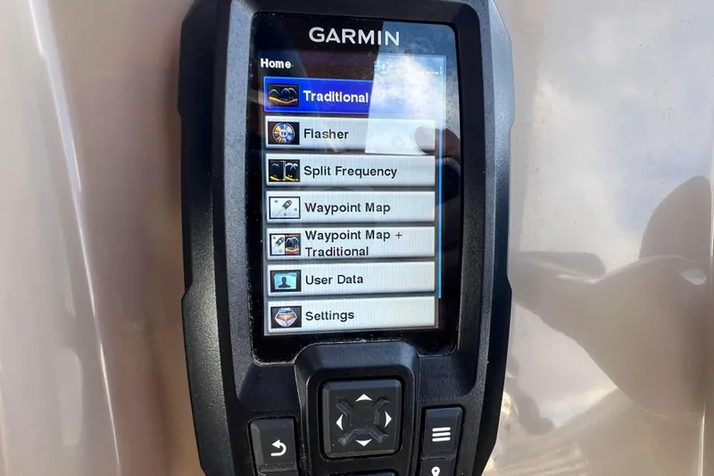 Slide: The Image of Garmin fishfinder display on 2021 Bennington 168 Fish Cruise boat dashboard. - 26