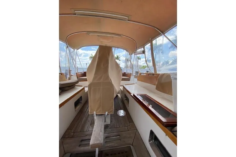 Slide: The Image of Interior view of a 1990 Little Harbor Sloop 58' sailboat with covered helm. - 40
