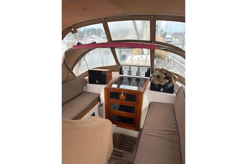 Slide: The Image of Interior view of 1990 Little Harbor Sloop 58' with seating and storage. - 66