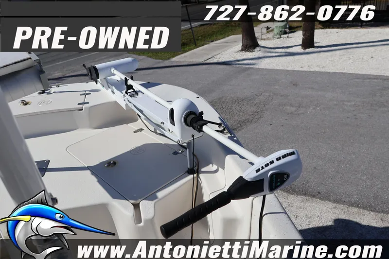 Slide: The Image of Pre-owned 2016 Carolina Skiff 178 DLV boat with trolling motor, available at Antonietti Marine. - 12