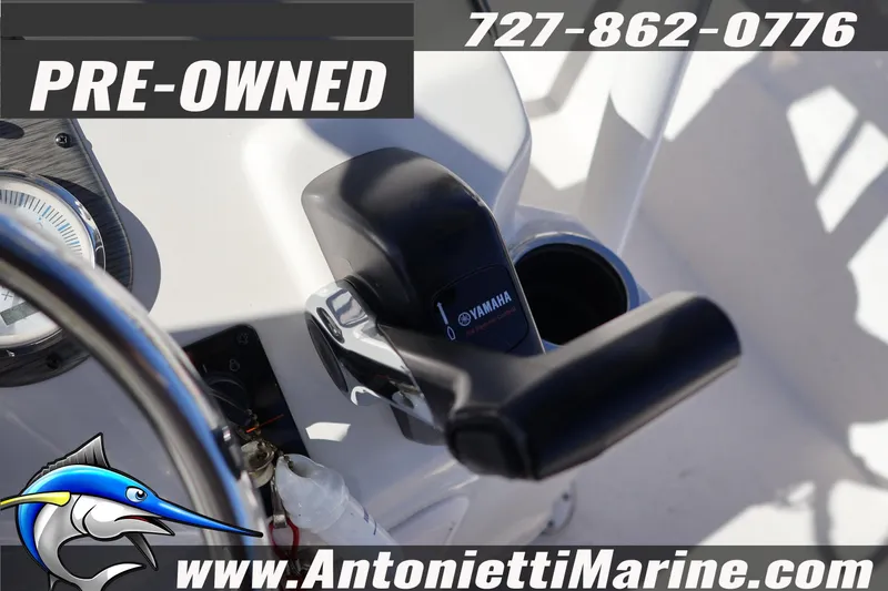 Slide: The Image of Pre-owned 2016 Carolina Skiff 178 DLV boat control panel with Yamaha throttle. - 27