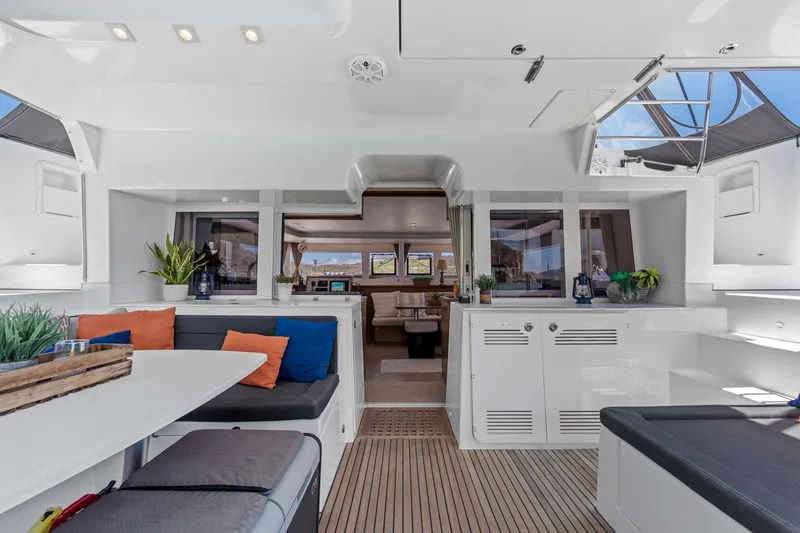 Slide: The Image of Luxurious interior of 2017 Lagoon 450 F catamaran with modern seating and decor. - 41
