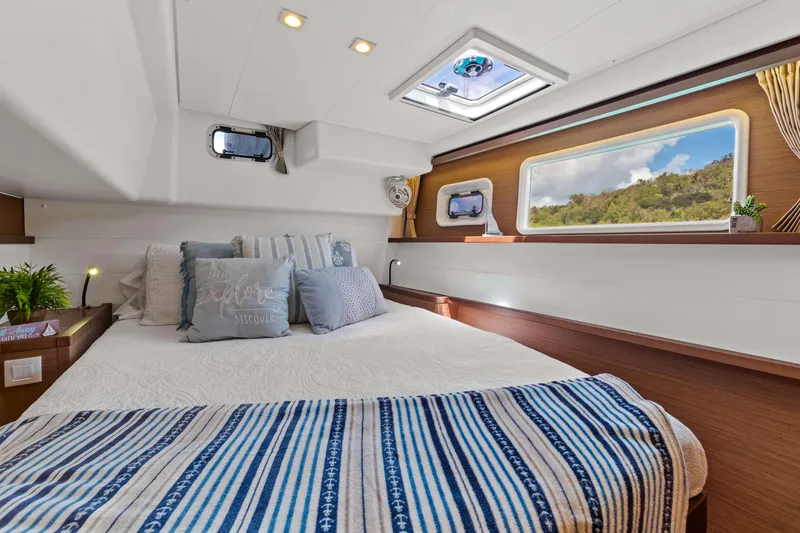 Slide: The Image of Luxurious cabin interior of 2017 Lagoon 450 F catamaran with scenic window view. - 57
