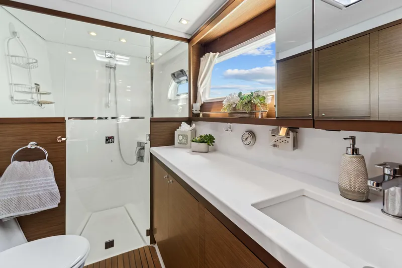 Slide: The Image of Luxurious bathroom interior of 2017 Lagoon 450 F yacht with modern fixtures and elegant design. - 66