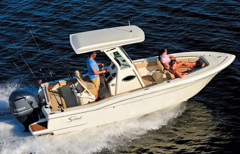 Slide: The Image of Manufacturer Provided Image: 2017 Scout 225 XSF boat cruising on water with passengers. - 5