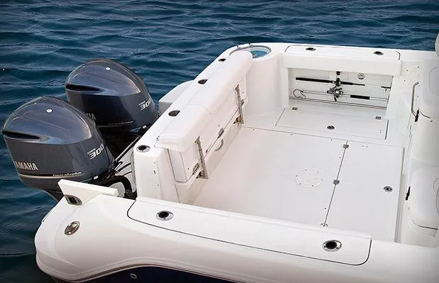 Slide: The Image of Manufacturer Provided Image: 2018 Robalo R305 Walkaround boat with twin Yamaha 300 engines. - 10