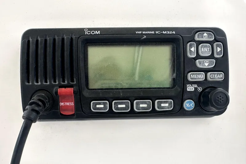 Slide: The Image of Icom VHF Marine IC-M324 radio on 2014 Pro-Line 26 Super Sport boat. - 53