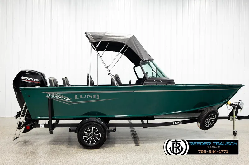 Slide: The Image of 2026 Lund 1775 Adventure Sport boat with Mercury engine on trailer, side view. - 4