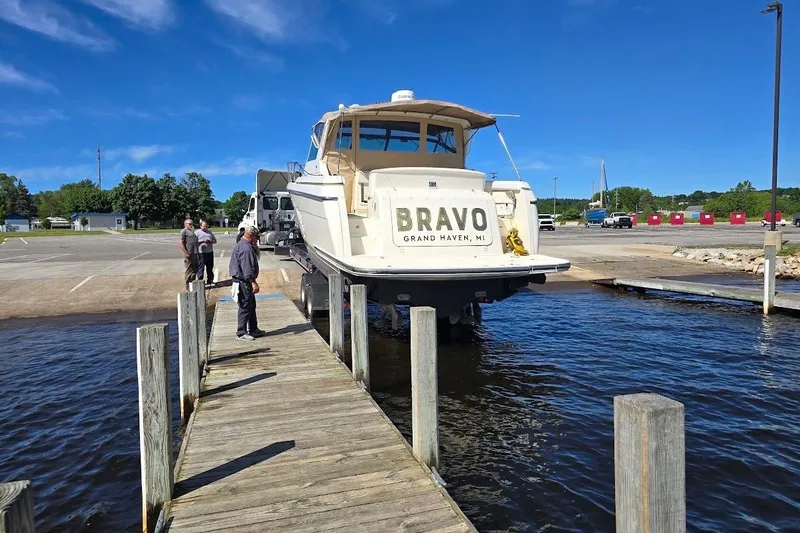 Slide: The Image of 1995 Tiara Yachts 3500 Express "Bravo" at dock, Grand Haven, MI. - 3