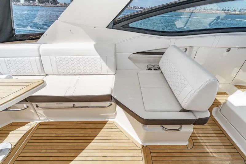 Slide: The Image of Luxurious seating area on 2021 Sea Ray Sundancer 320 Outboard yacht with elegant design. - 42