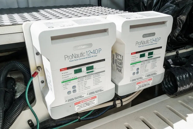 Slide: The Image of ProNautic 12-40P chargers on 2021 Sea Ray Sundancer 320 Outboard boat. - 56