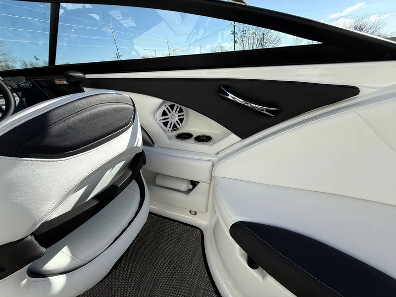 Slide: The Image of Interior of 2023 Monterey 224FS boat with modern seating. - 24