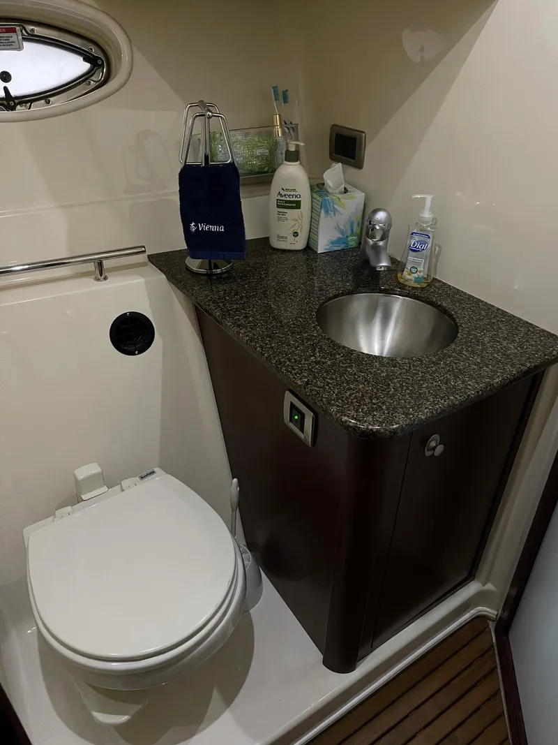 Slide: The Image of Luxurious bathroom of the 2007 Sea Ray 380 Sundancer yacht. - 22