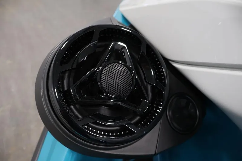 Slide: The Image of Close-up of 2025 Sea-Doo GTI SE 170 speaker detail, showcasing sleek design. - 11