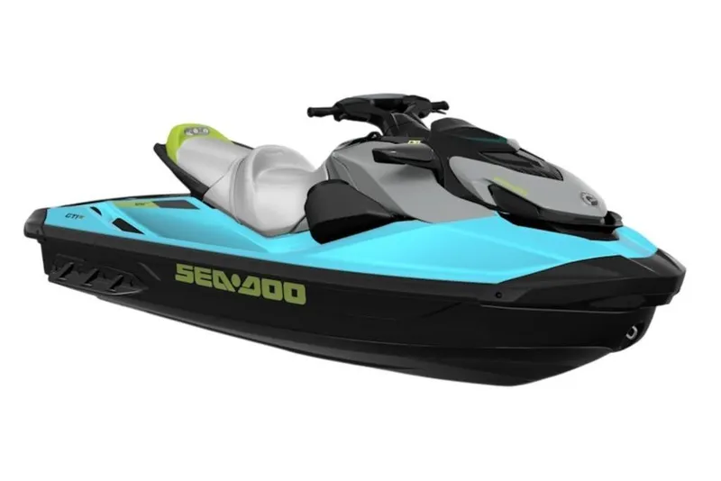 Slide: The Image of 2025 Sea-Doo GTI SE 170 jet ski, sleek design, vibrant blue and black color scheme. - 18