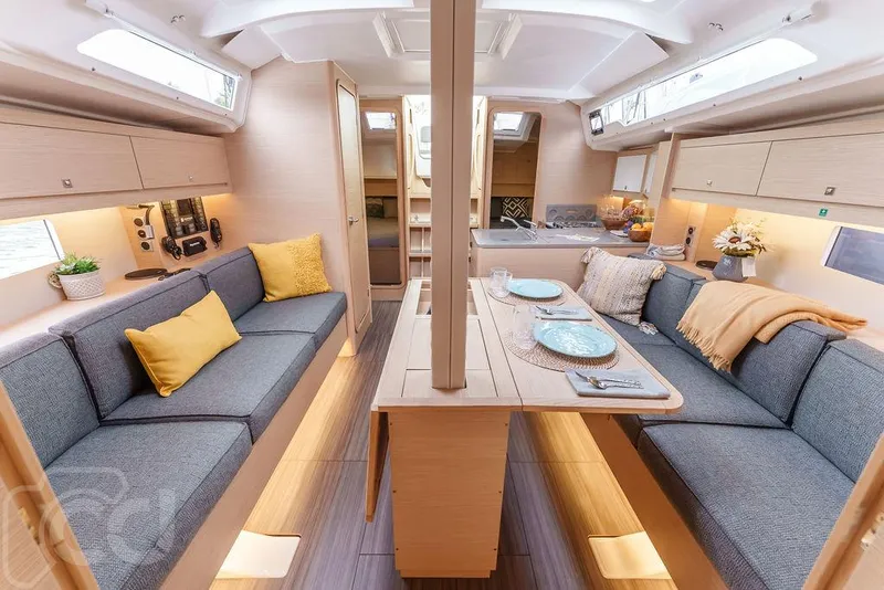 Slide: The Image of Modern kitchen interior of 2023 Dufour 37 yacht with sleek design and amenities. - 28