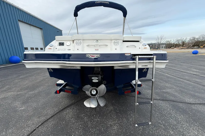 Slide: The Image of Rear view of 2013 Chaparral 246 SSi boat with ladder and propeller. - 7
