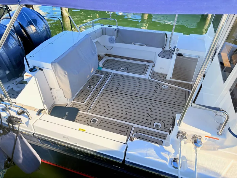 Slide: The Image of Interior of 2023 Cutwater 32 Coupe with modern design. - 7