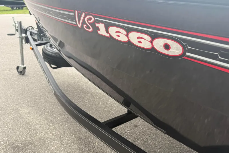 Slide: The Image of 2019 Ranger VS1660 boat on trailer, close-up view of model number. - 5