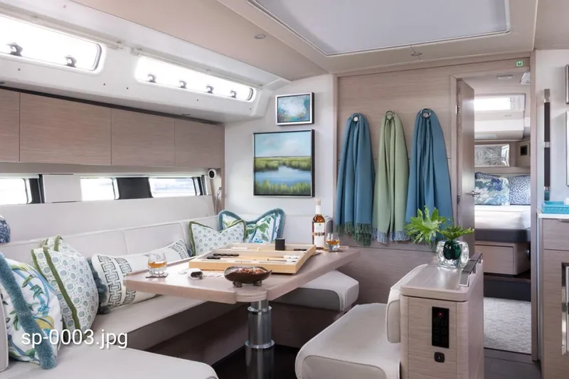 Slide: The Image of Luxurious interior of 2023 Hanse 460 yacht with elegant seating and decor. - 4